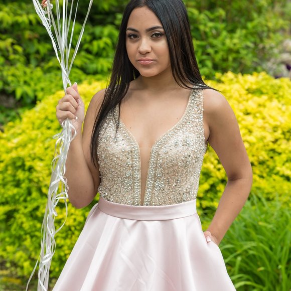 JOVANI  Blush Embellished Bodice A-Line Prom Gown - Picture 3 of 11